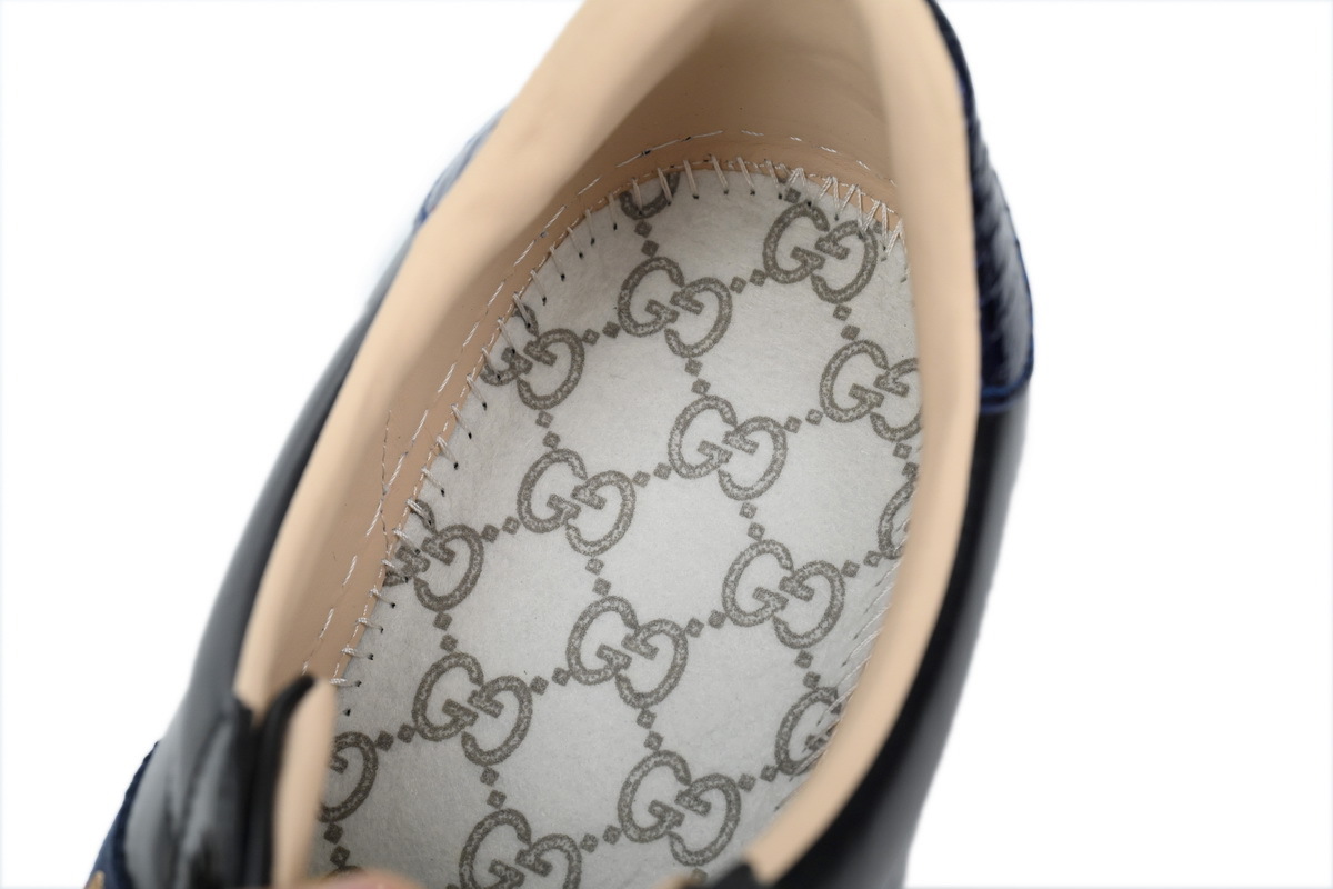 Gucci Ace Bee Embroidered Leather Sneaker with Web - 602129 G4GG 09085