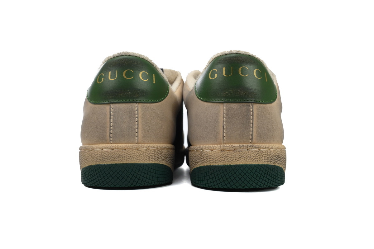 Gucci Screener Distressed Leather Sneaker with Web - 570443 9Y920