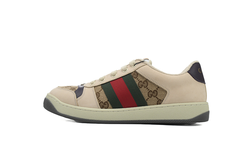 Gucci Screener Distressed Leather Sneaker with Web - 576223 2KQ40