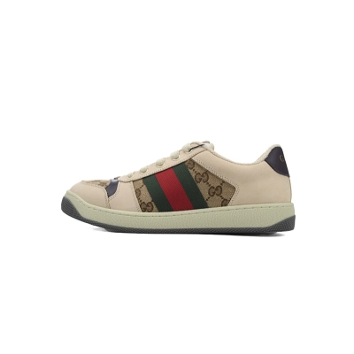 Gucci Screener Distressed Leather Sneaker with Web - 576223 2KQ40 01