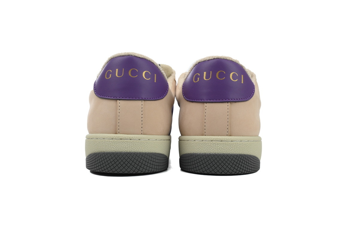 Gucci Screener Sneaker Beige Leather Blue Silver GG Purple Orange Web 577684 2C830 4690