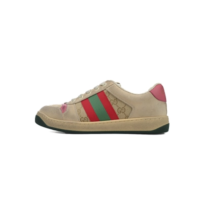 Gucci Screener Sneaker Beige GG Supreme Pink Detail 570443 9Y920 9665 01