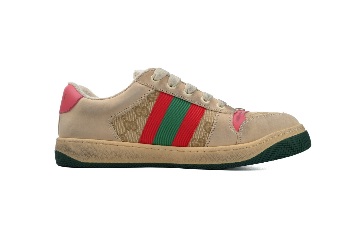 Gucci Screener Sneaker Beige GG Supreme Pink Detail 570443 9Y920 9665