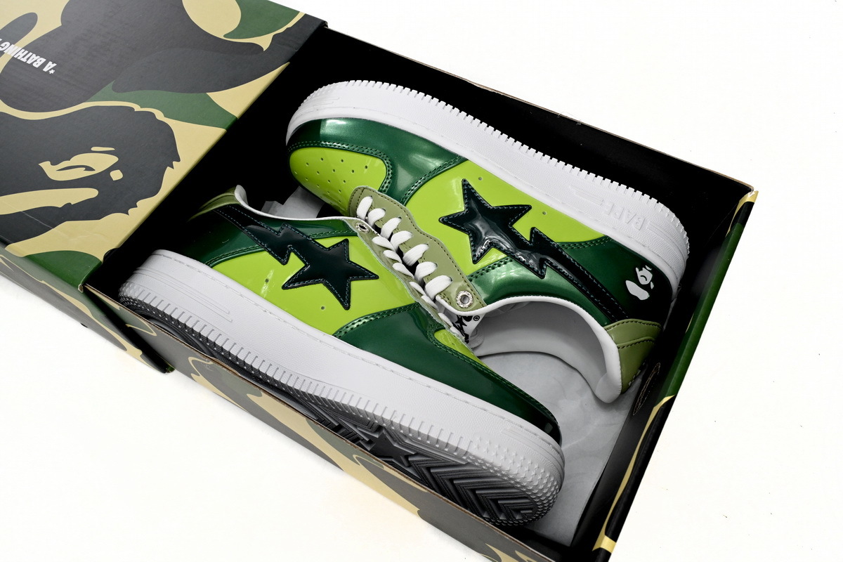 Bathing Ape Bape Sta Low Negro Verde Superficie Espejo H20 190 046