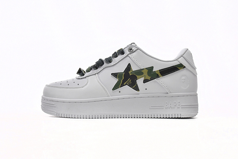 H20-191-045 A Bathing Ape Bape Sta Low White Green Camouflage