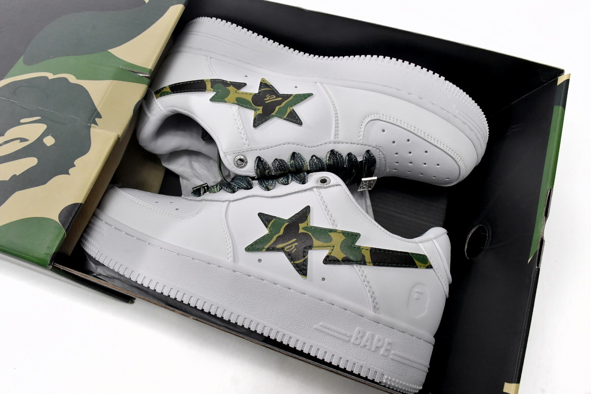 H20-191-045 A Bathing Ape Bape Sta Low White Green Camouflage