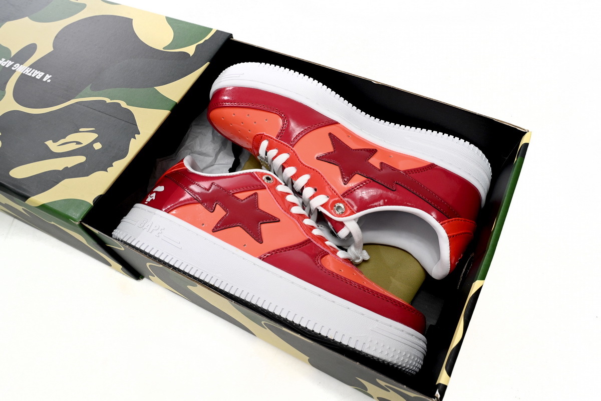  Bathing Ape Bape Sta Low Blanco Rojo oscuro Superficie espejada H20 191 046