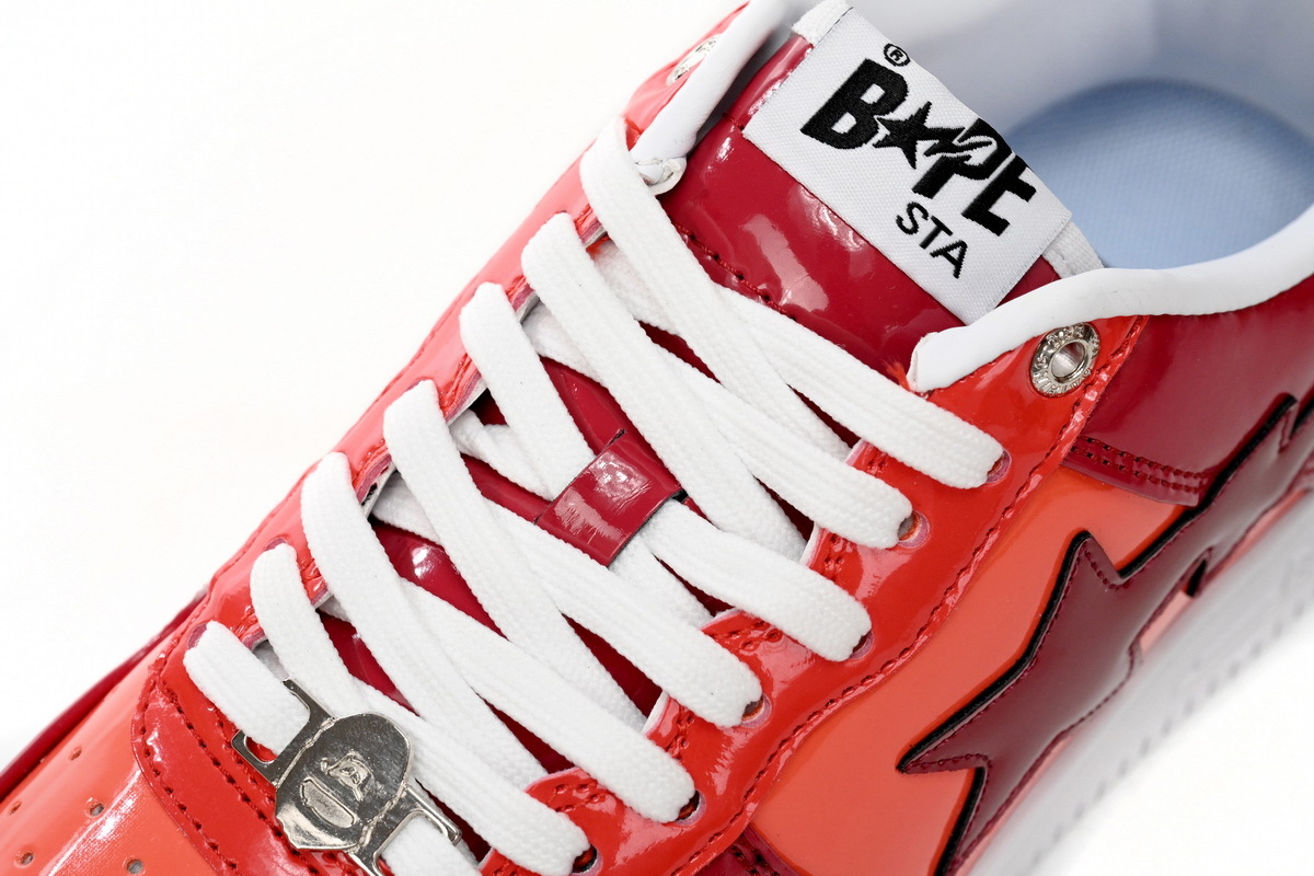  Bathing Ape Bape Sta Low Blanco Rojo oscuro Superficie espejada H20 191 046