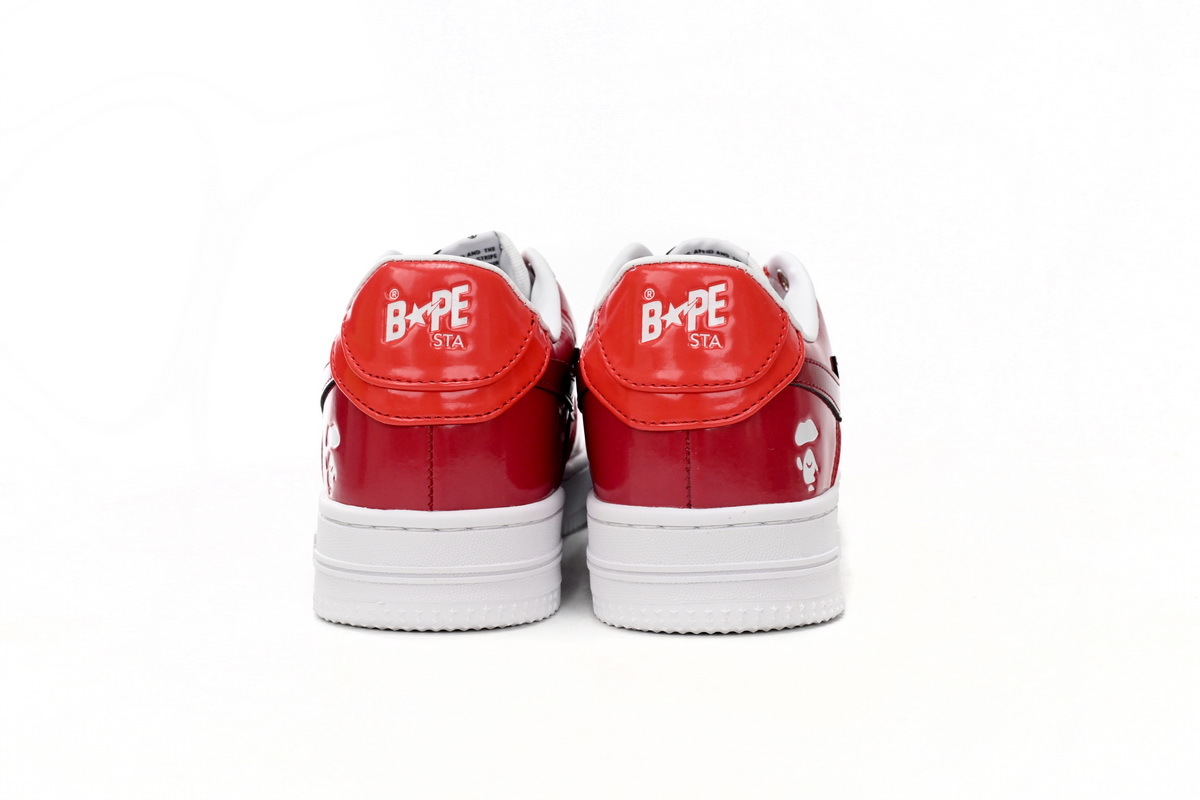  Bathing Ape Bape Sta Low Blanco Rojo oscuro Superficie espejada H20 191 046