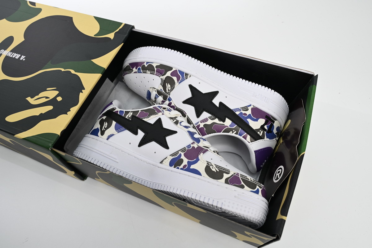 H30-191-004 A Bathing Ape Bape Sta Low White Purple Color Spray
