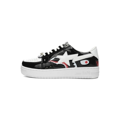  A Bathing Ape Bape Sta Low en blanco y negro con estampado de tiburón H30-191-009 01