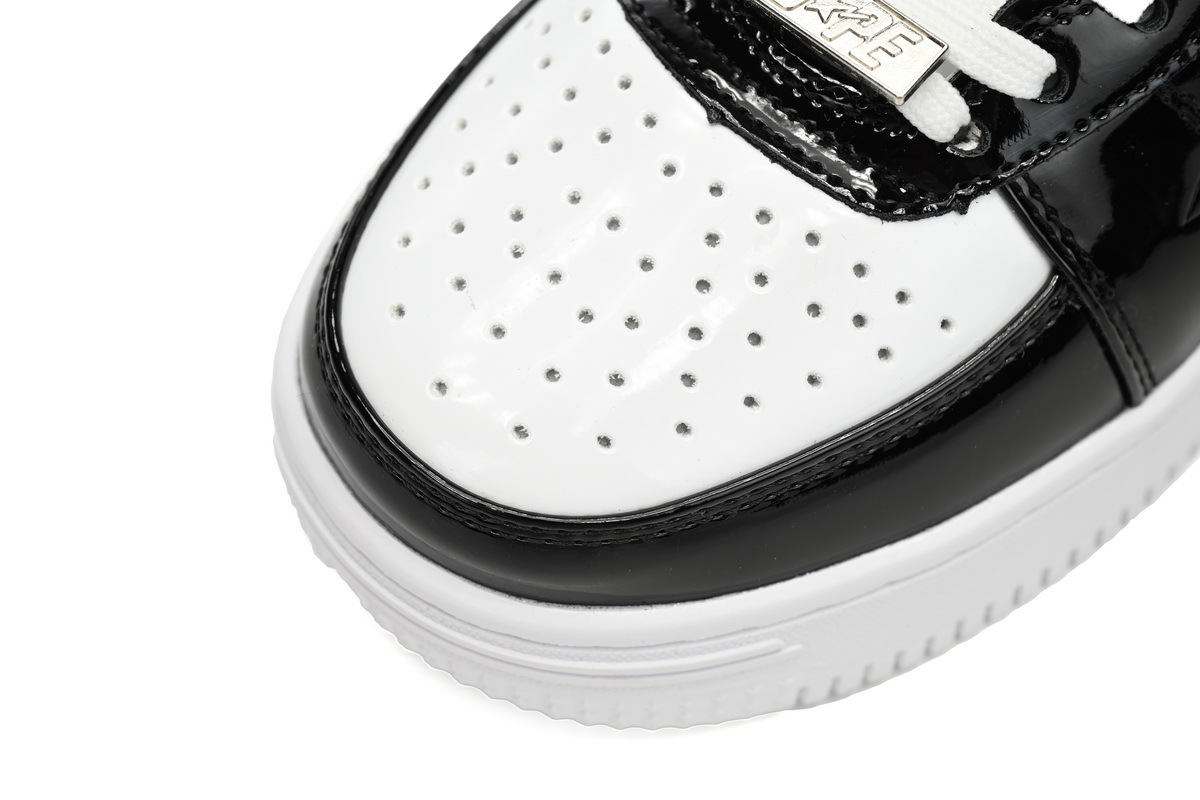  A Bathing Ape Bape Sta Low en blanco y negro con estampado de tiburón H30-191-009