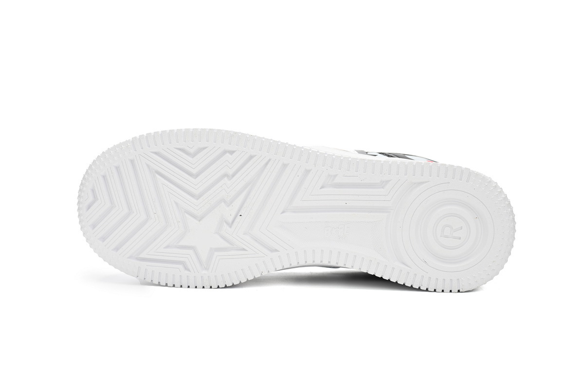  A Bathing Ape Bape Sta Low en blanco y negro con estampado de tiburón H30-191-009