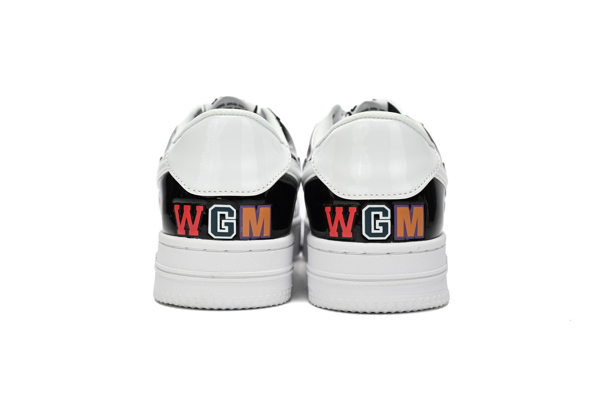  A Bathing Ape Bape Sta Low en blanco y negro con estampado de tiburón H30-191-009
