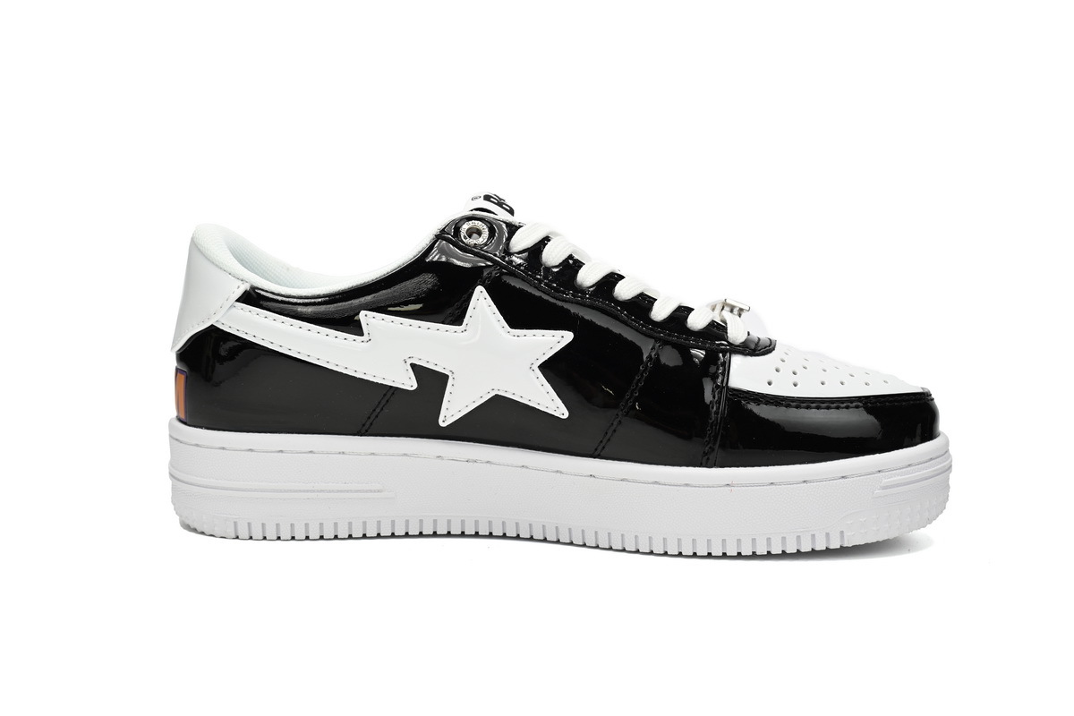  A Bathing Ape Bape Sta Low en blanco y negro con estampado de tiburón H30-191-009