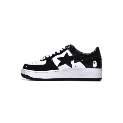 H70-191-001 A Bathing Ape Bape Sta Low Black White 01
