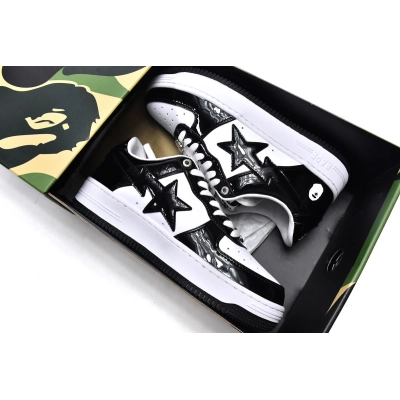 H70-191-001 A Bathing Ape Bape Sta Low Black White 02