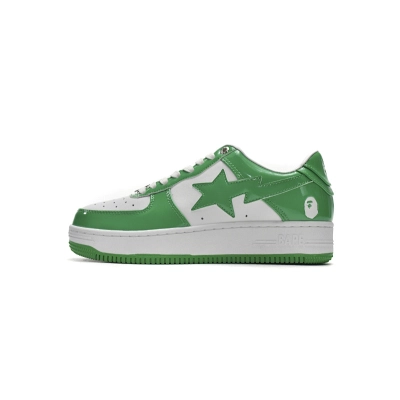 H70-191-001 A Bathing Ape Bape Sta Low White Green 01