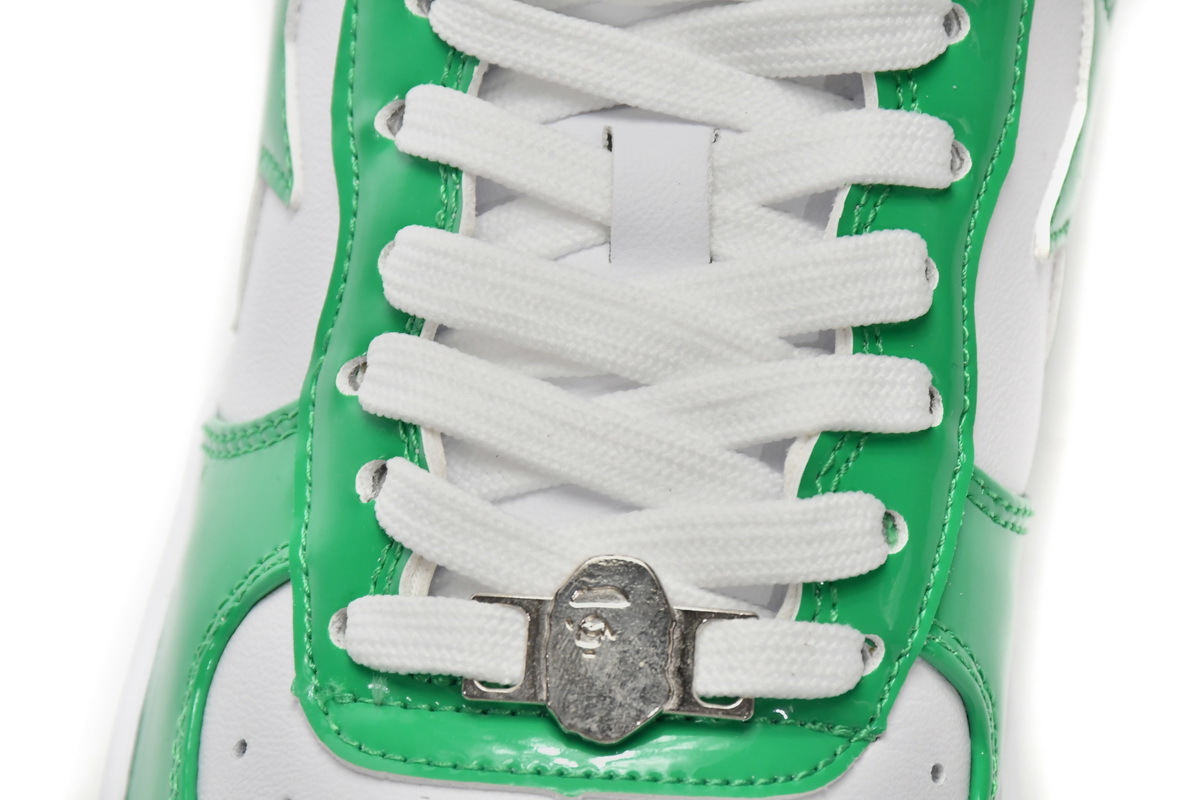 H70-191-001 A Bathing Ape Bape Sta Low White Green