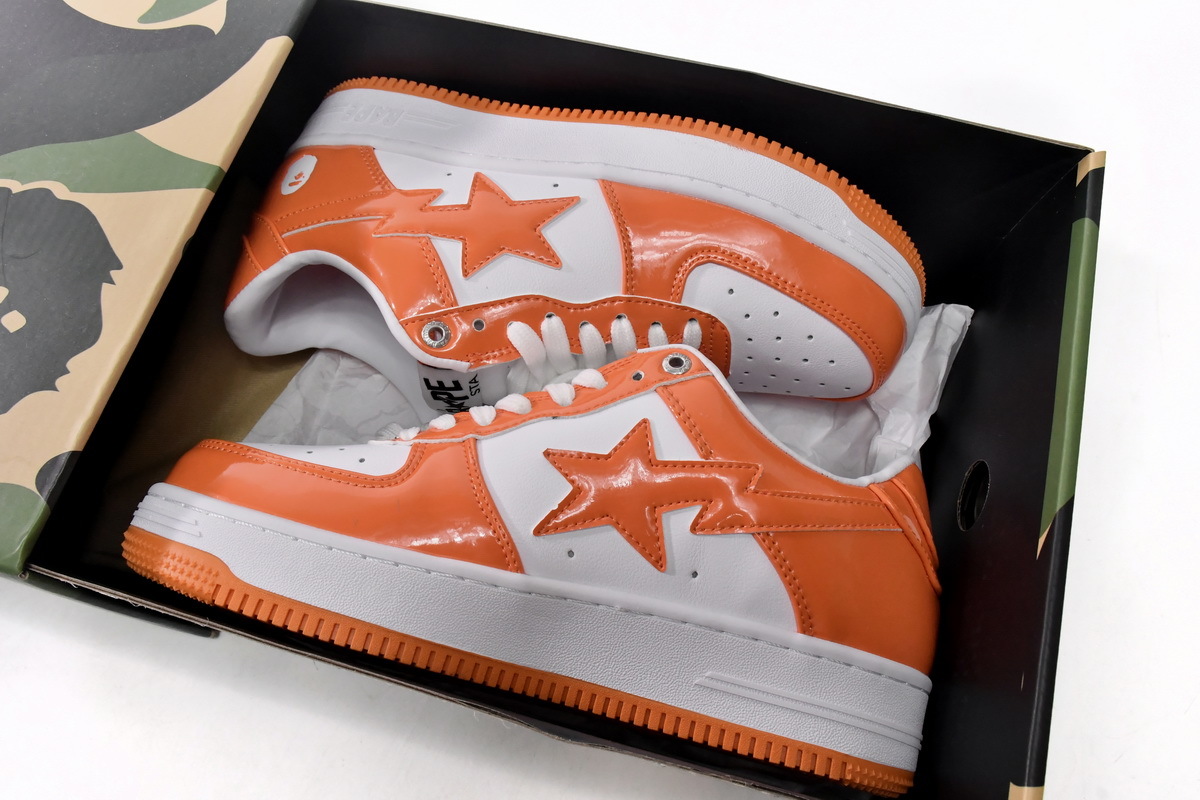 H70-191-001 A Bathing Ape Bape Sta Low White Orange