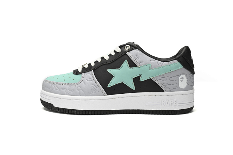H70-191-002 A Bathing Ape Bape Sta Low Grey Black Green