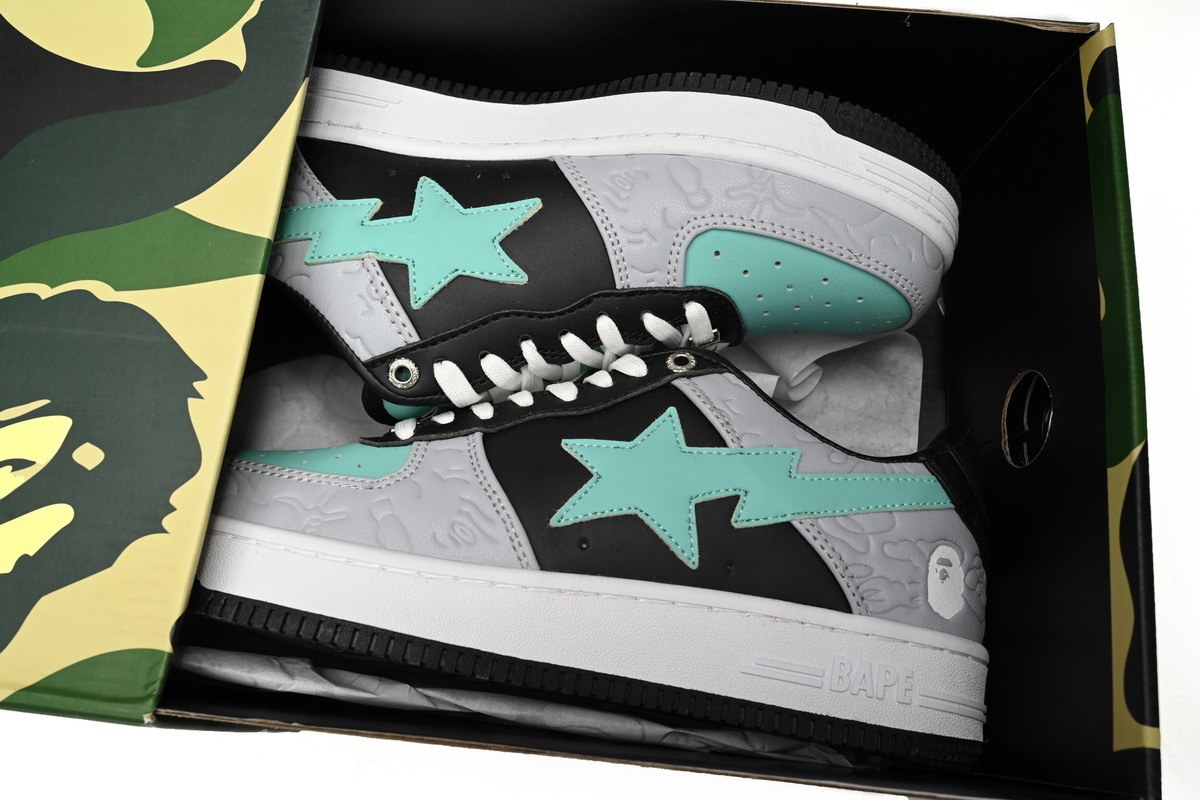 H70-191-002 A Bathing Ape Bape Sta Low Grey Black Green