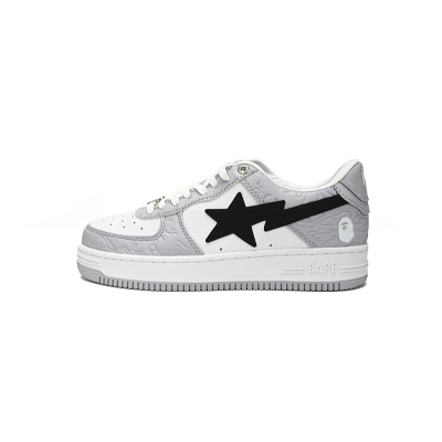 H70-191-002 A Bathing Ape Bape Sta Low White Gray embossing 01