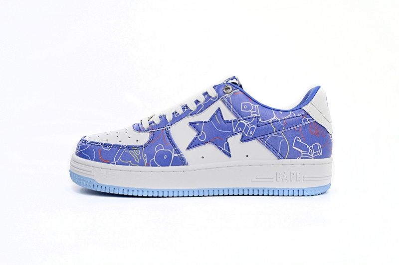 H73 191 913 A Bathing Ape Bape Sta Low Black Blue Color Spray Painting