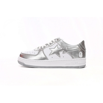 H73 191 921 A Bathing Ape Bape Sta Low Silver 01