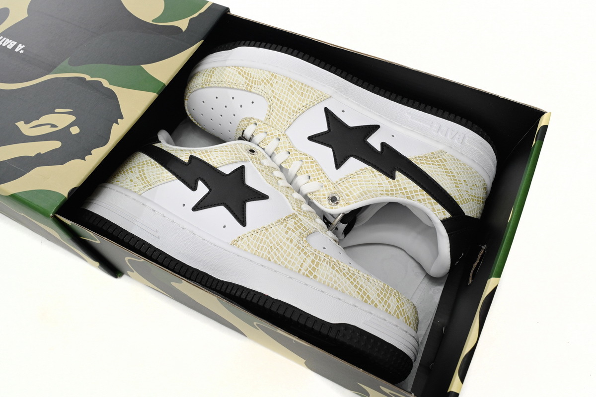 I80 191 009 A Bathing Ape Bape Sta Low White Snake Skin Pattern