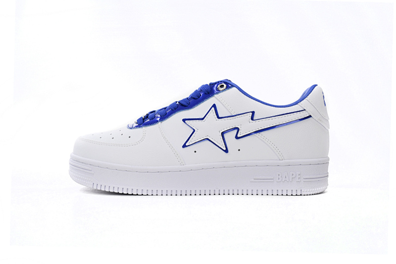 J30-191-017 A Bathing Ape Bape Sta Low White and Blue Border