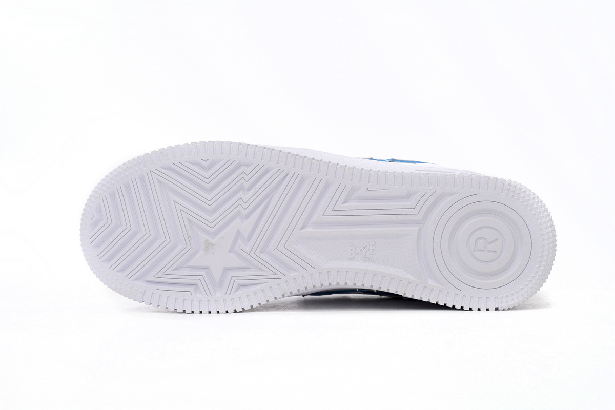 J30-191-017 A Bathing Ape Bape Sta Low White and Blue Border