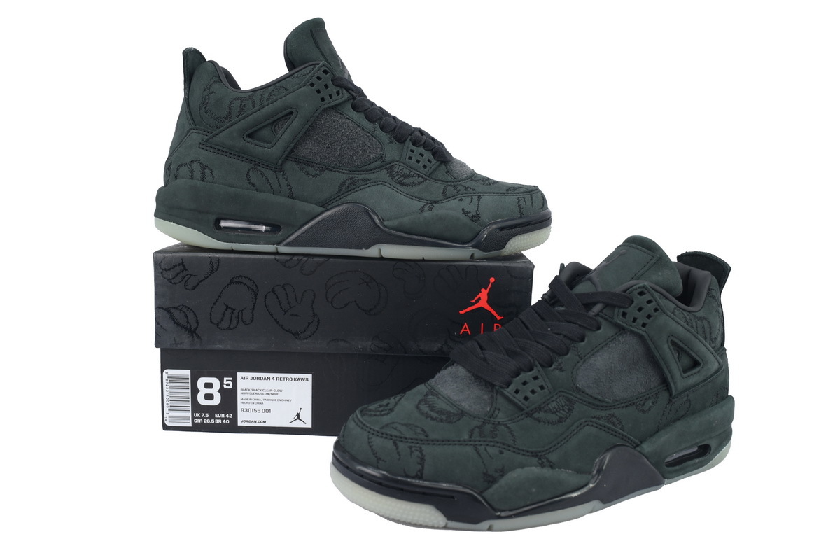 Air Jordan 4 KAWS Black Black Anthracite Suede 930155 001
