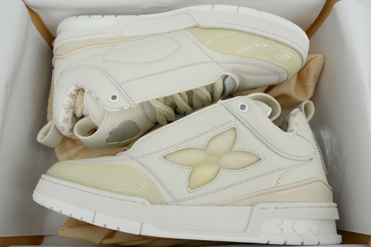 Louis Vuitton LV Trainer Apricot Cream Flower Sneakers