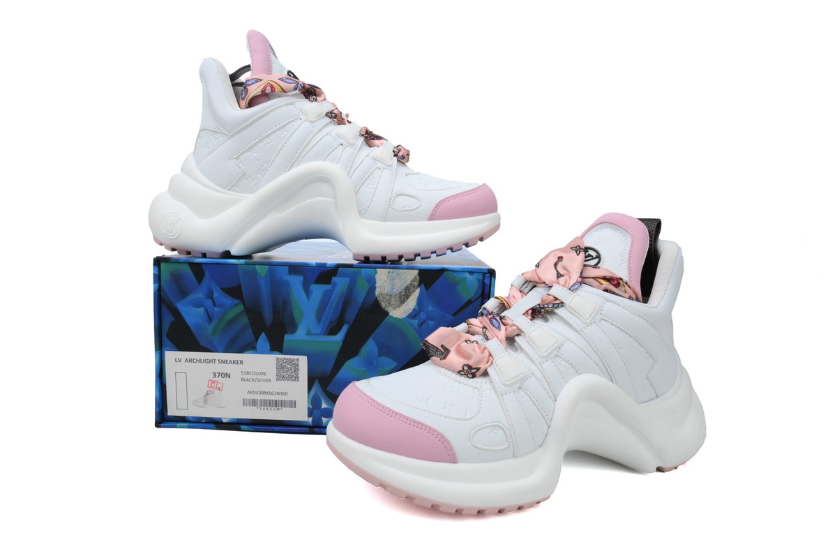 Louis Vuitton LV Archlight White Pink Ribbon Sneakers