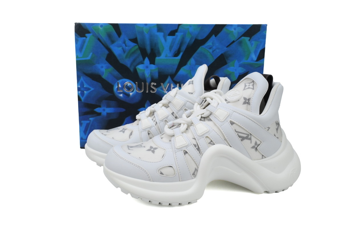 Louis Vuitton LV Archlight White Gray Monogram Mesh Leather Sneaker
