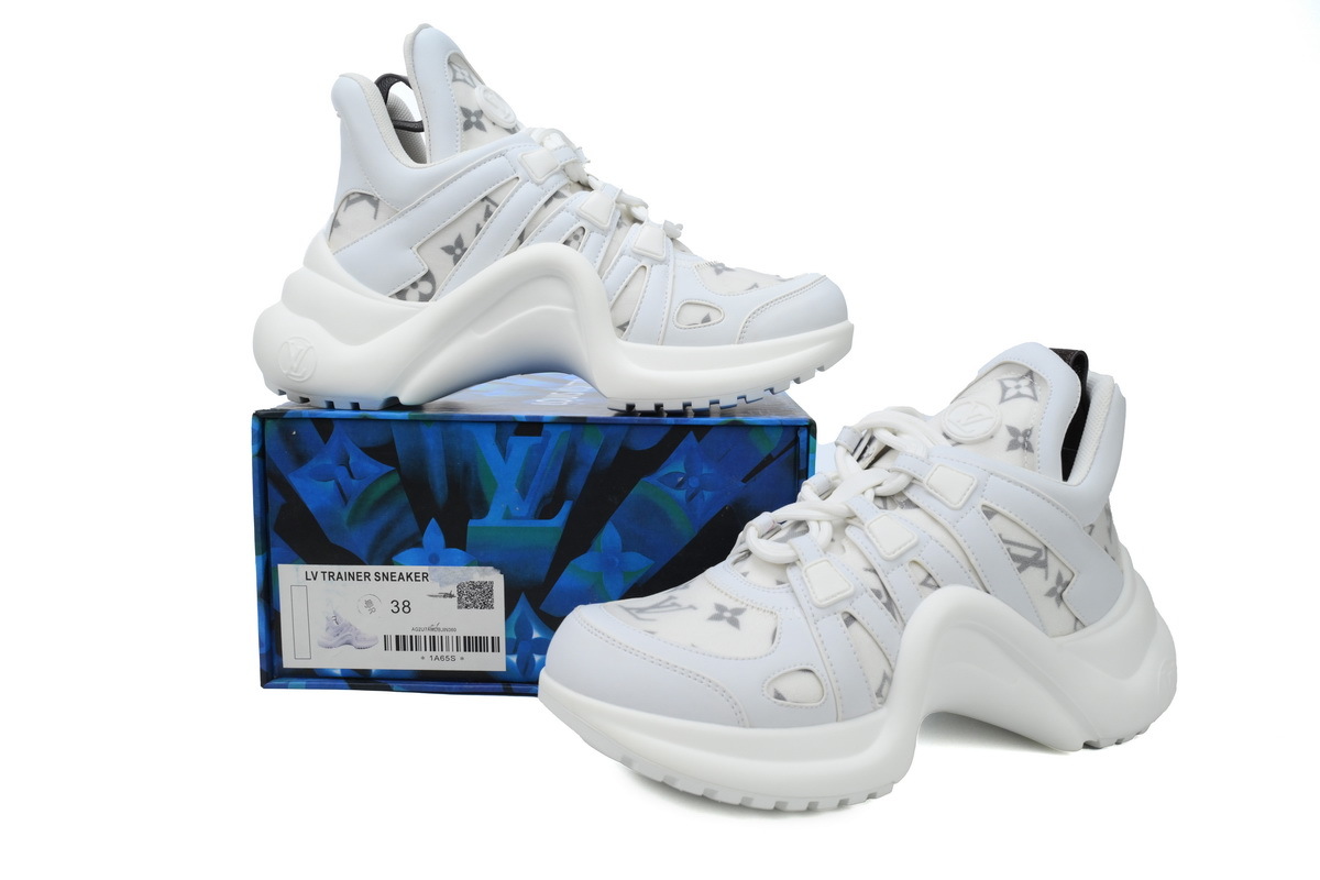 Louis Vuitton LV Archlight White Gray Monogram Mesh Leather Sneaker
