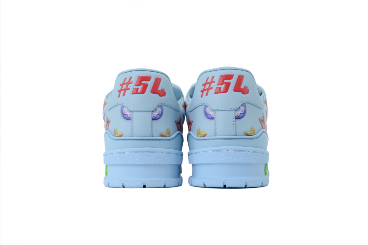 Louis Vuitton LV Trainer Style Sky Blue Multicolor Monogram Leather Sneaker