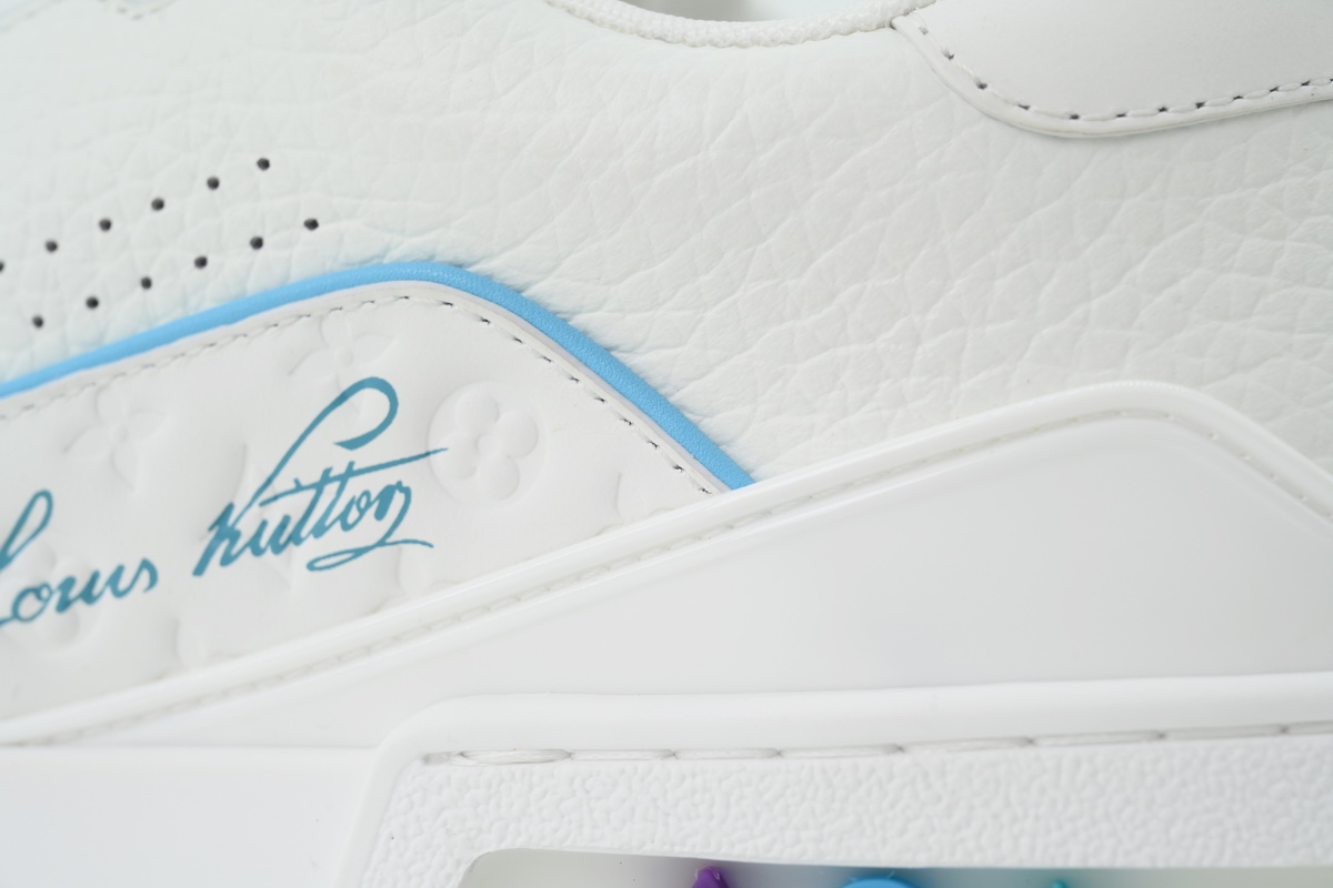 Louis Vuitton LV Trainer Style White Blue Monogram Leather Sneaker