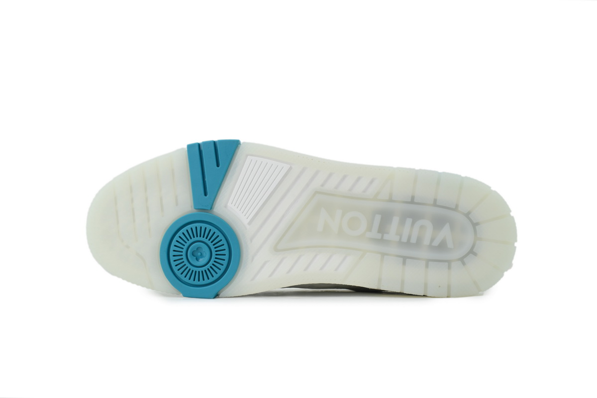 Louis Vuitton LV Trainer Style White Blue Monogram Leather Sneaker