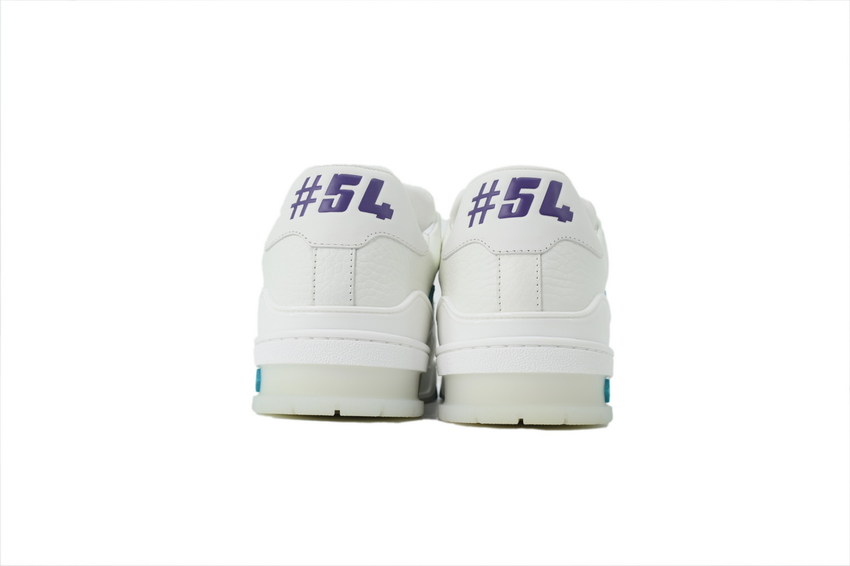 Louis Vuitton LV Trainer Style White Blue Monogram Leather Sneaker