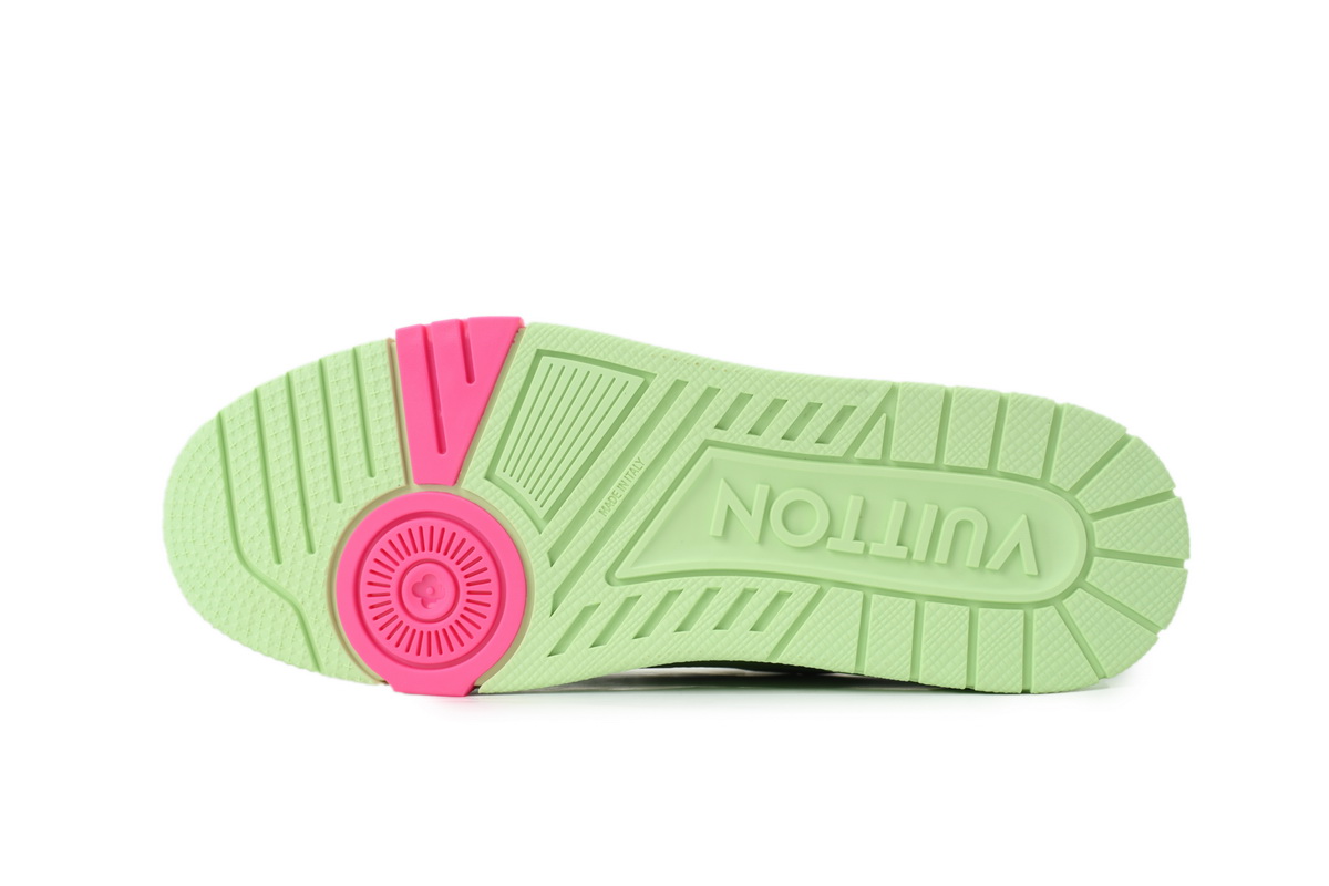 Louis Vuitton LV Trainer Style Light Green Multicolor Monogram Leather Sneaker