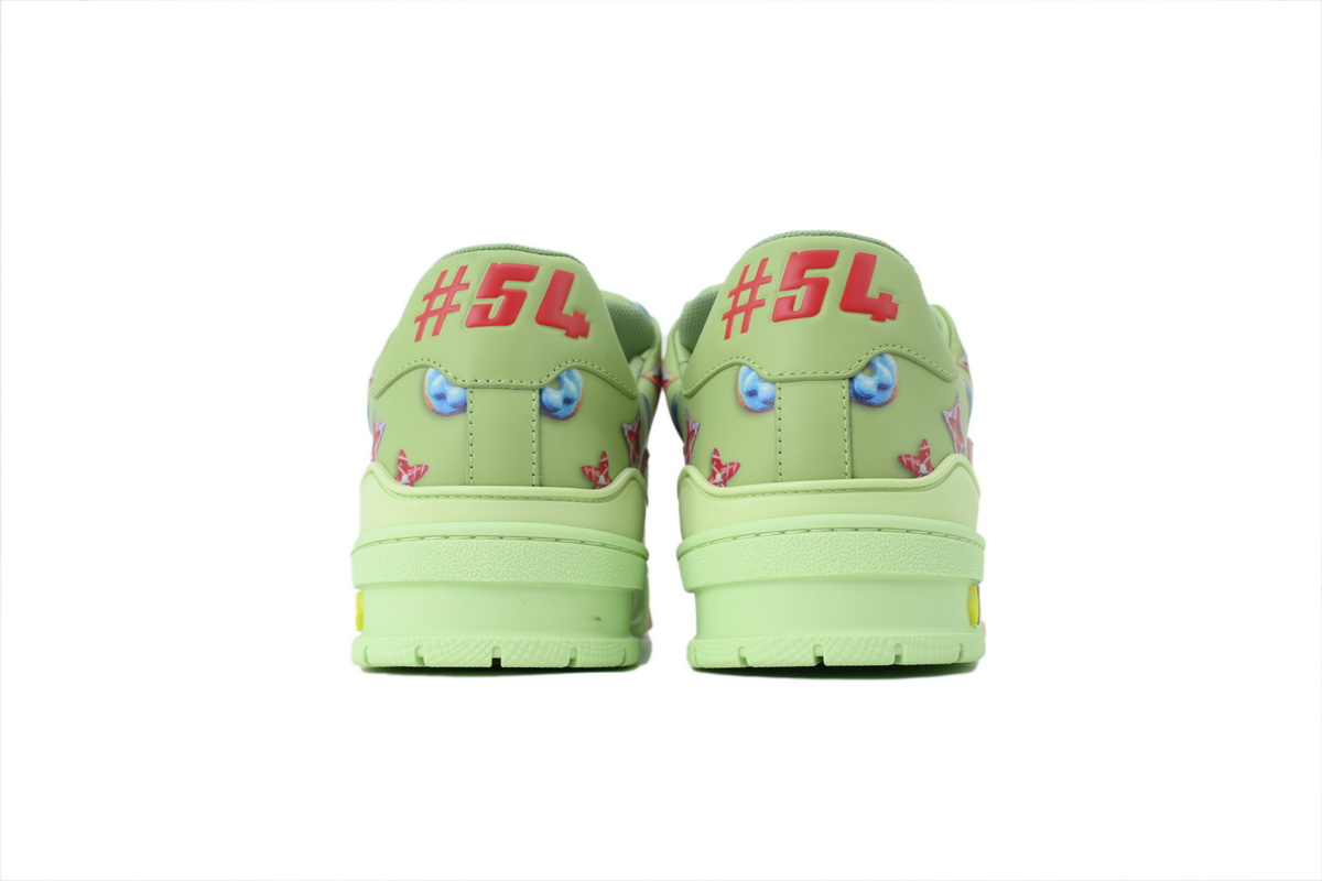 Louis Vuitton LV Trainer Style Light Green Multicolor Monogram Leather Sneaker