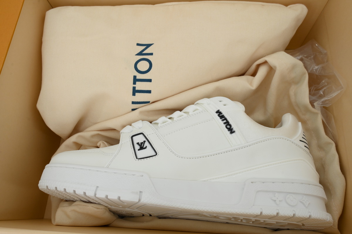 Louis Vuitton LV Trainer White Black Logo Sneakers