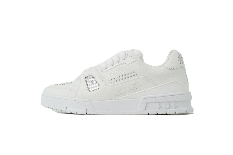 Louis Vuitton LV Trainer White Silver Studded Sneakers