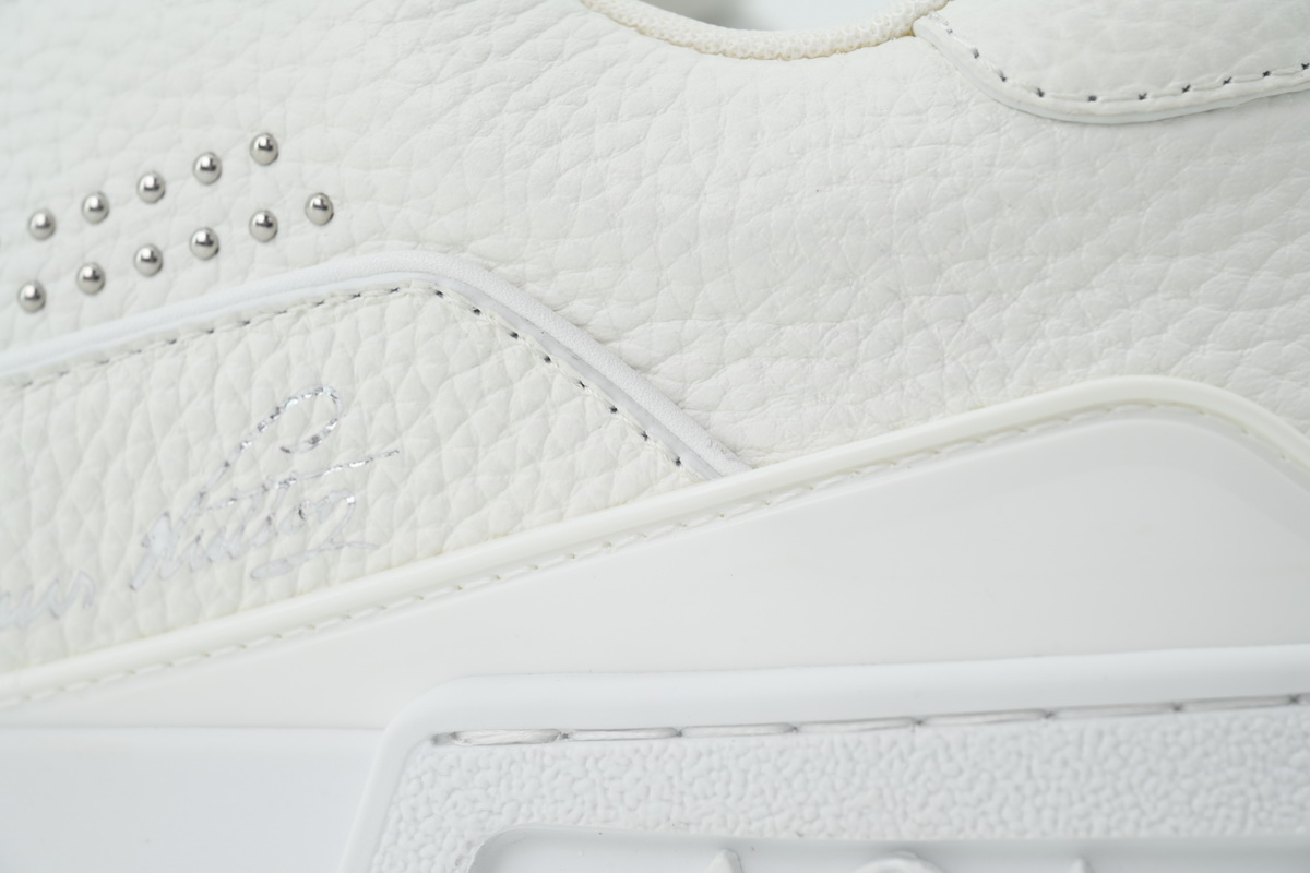 Louis Vuitton LV Trainer White Silver Studded Sneakers