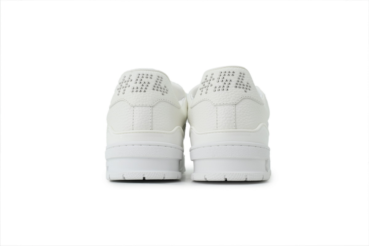 Louis Vuitton LV Trainer White Silver Studded Sneakers
