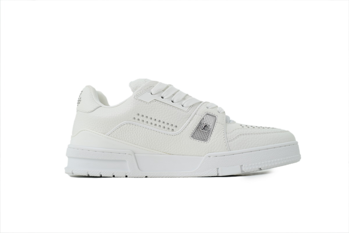 Louis Vuitton LV Trainer White Silver Studded Sneakers