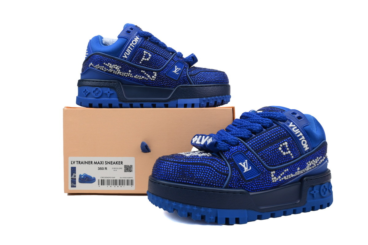 Louis Vuitton LV Trainer Maxi Royal Blue Crystal Monogram Sneaker