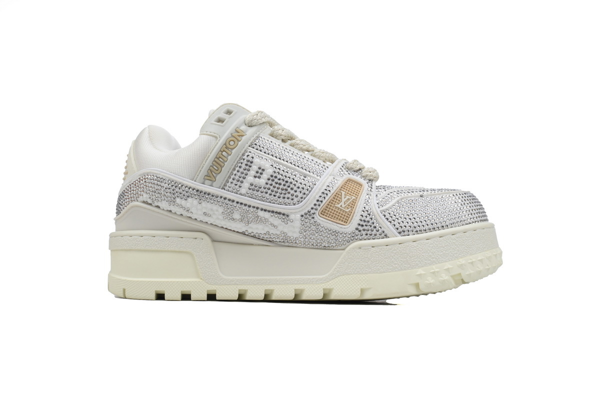 Louis Vuitton LV Trainer Maxi Silver Crystal White Sneaker